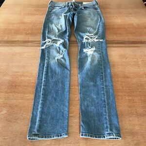 Rag & Bone Dre Jeans Women 25 Blue Mid Rise Distressed Medium Wash Stretch 17107
